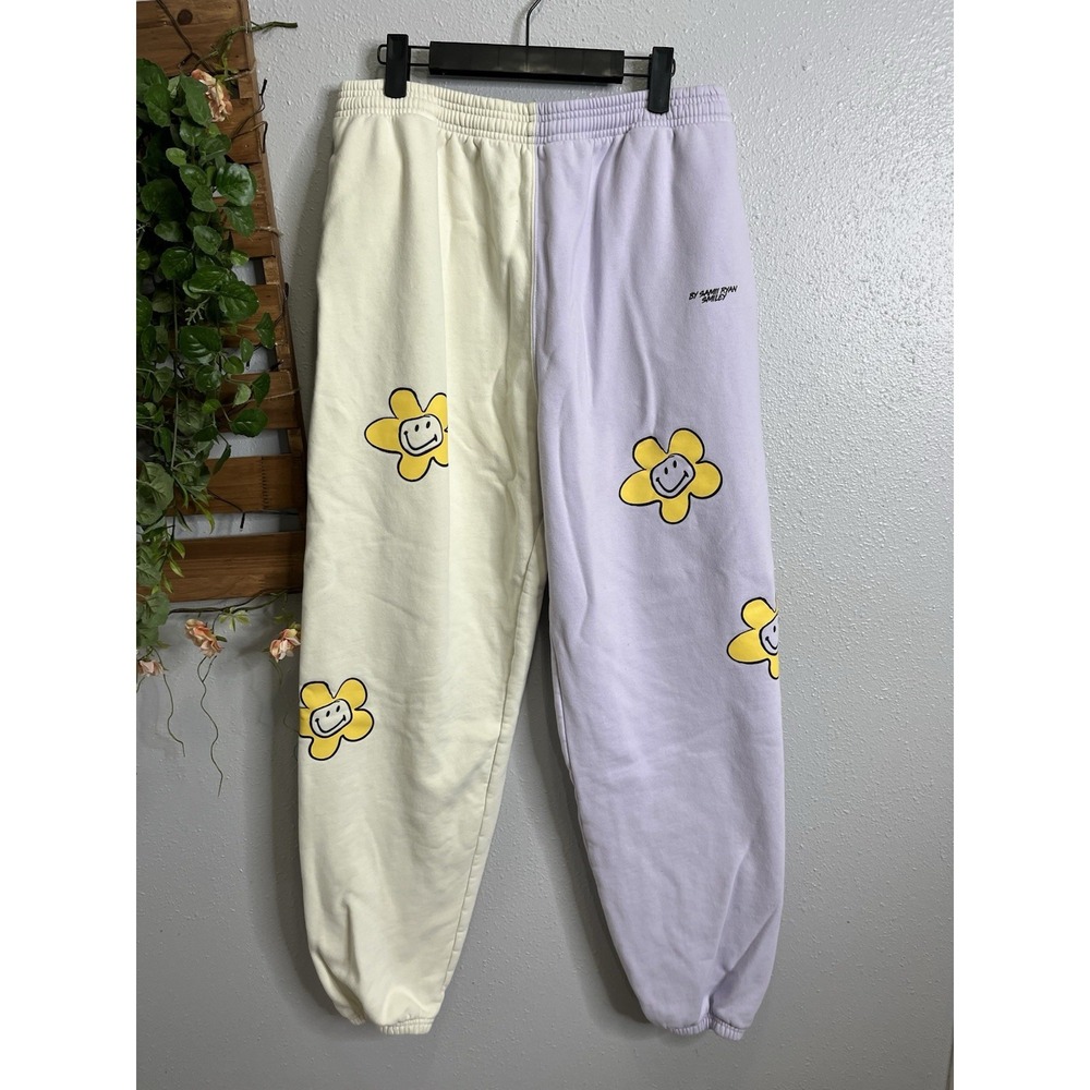 BSR By Samii Ryan SMILEY Take It Easy  Sweatpants Size‎ 2XL Purple Cream